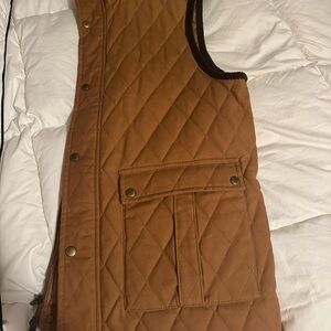 Southern Point Quilted Tan Vest with Corduroy Collar